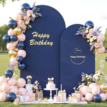 Imagem de Conjunto de capa de fundo de arco azul marinho de 6 a 2,2 m, 1,8 m, capas de arco de 1,8 m, elástico para festa de aniversário, para chá de bebê, casamento, chá de panela, banquete, decoração de fundo
