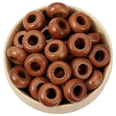 Imagem de Nupuyai — Contas largas de pedra grande para fabricação de joias, pacote com 30, contas europeias de rondelle polidas para berloques, Gold Sand Stone, 8x14(mm), 30