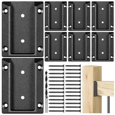 Imagem de Epcee 8Pcs Adc-12 Suporte de Corrimão de Deck de Alumínio, Conectores de Corrimão de Deck para 2"X4" (Na Verdade 1,5"X3,5") Poste de Corrimão de Deck de Madeira para Conexão de Corrimão (Preto)