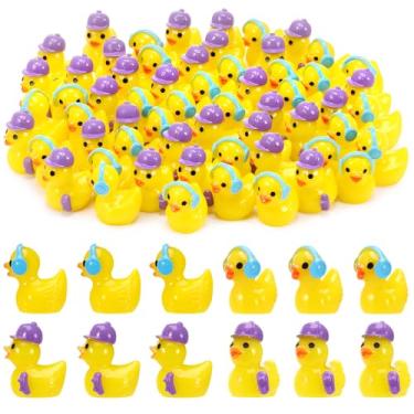 Imagem de GGSTDDUP 60 peças de mini patos de resina, patos minúsculos com chapéu, figuras de pato em miniatura para decoração de bolos faça você mesmo, ornamentos artesanais, paisagem de musgo