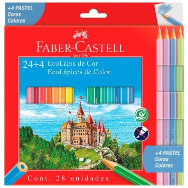 Imagem de Lápis 24 cores + 4 cores pastel 120124+4P Faber-Castell