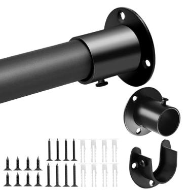 Imagem de AMAKE Varões de armário, varões de armário de metal ajustáveis de 43 a 101 cm para pendurar roupas de 3,3 cm, varas de pendurar para roupas, armários, banheiros, janelas