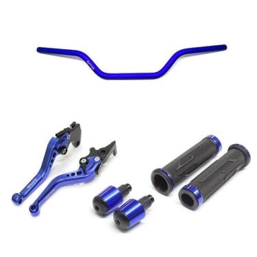 Imagem de Kit Guidão 22mm Manopla XL Manete Yes 125 - Stark Race, Azul