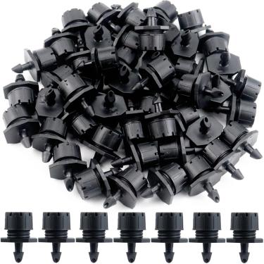 Imagem de 150 peças ajustáveis micro irrigação por gotejamento 1/10.2 cm, gotejador universal de 8 furos, bicos de irrigação de jardim para sistema de irrigação de tubo de 4 mm/7 mm (preto)