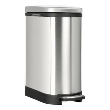 Imagem de Lixeira Cromada Retangular Estreita Com Pedal 10 Litros - Just Home Co