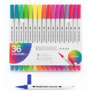 Imagem de Kit Caneta 2 em 1 Brush Lettering e Ponta Fina Dual Pen Canetinha Colo