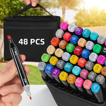 Imagem de "Canetinhas coloridas com duas pontas: precisão e cor em cada traço! Perfeitas para artistas de todas as idades. Compre agora e crie obras-primas!"