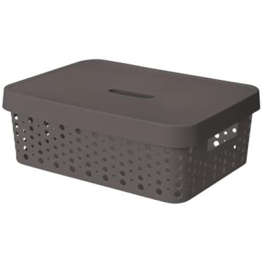 Imagem de Cesto Organizador C/Tampa Armário Lavanderia 20L (46X34) (Marrom)