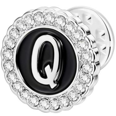 Imagem de HAWSON Alfinetes de lapela com inicial A-Z, alfinetes de gravata personalizados de ouro/prata 18K para ternos, gravatas, chapéus, homens e mulheres, Latão, Sem Pedra Preciosa