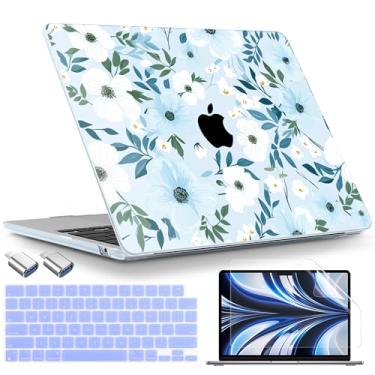 Imagem de TWOLSKOO Compatível com capa M4/M3/M2 MacBook Air 13,5 polegadas 2025 2024 versão 2022 modelo A3240 A3113 A2681, capa rígida de plástico, capa de teclado, adaptador tipo C, protetor de tela, costuras