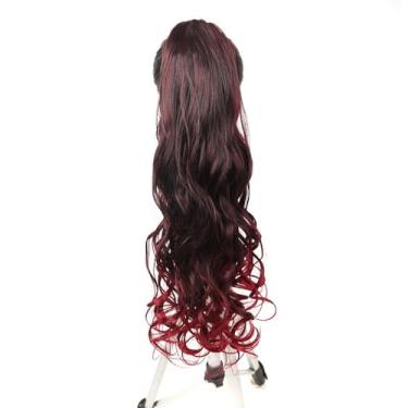 Imagem de Rabo de cavalo com cachos cabelo cacheado 60cm bio fibra 185g fashion classic macio(MT1B.BUG Vermelho marsala)
