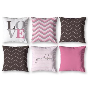 Imagem de Kit 6 almofadas Cheias 40cm x 40cm Decorativas Estampadas Digital Colo