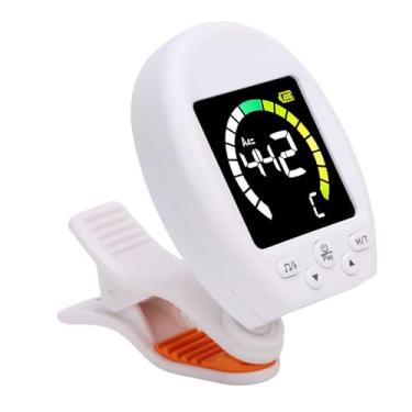 Imagem de Asixxsix Tuner de Metrônomo Digital, 30-280bpm Alta Sensibilidade Metronom Sinuer Com Grampo Giratório, Sintonizador de Instrumentos Recarregável para Guitarra Baixo Violino Ukulele (Branco)
