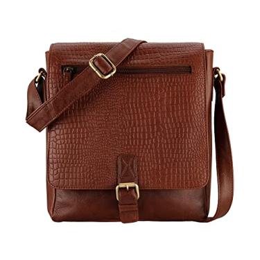 Imagem de FINELAER Bolsa tiracolo grande de couro marrom elegante bolsa de ombro masculina, Carlo Vt