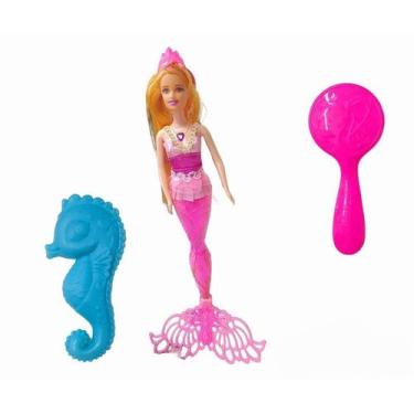 Imagem de Boneca Sereia Com Calda Princesa Loira Menina Articulada - Belle, Azul