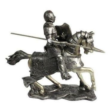 Imagem de Enfeite Decorativo Cavalo E Cavaleiro Medieval Resina 41cm - Skin Zabo