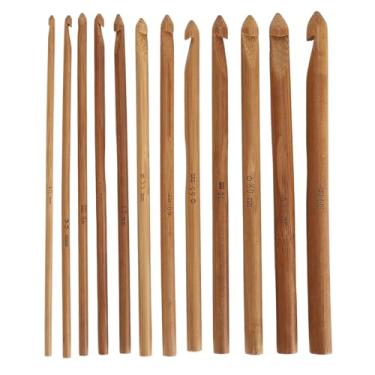 Imagem de Ganchos de crochê de 12 pcs Conjunto de bambu ergonômico A agulhas de tricô de crochê de crochê para fios grossos perfeitos para chapéus luvas de luvas