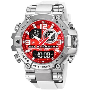 Imagem de MASTOP Relógios masculinos esportivos, ao ar livre, camuflagem, impermeável, militar, relógio de pulso tático, multifunções, mostrador grande, alarme de LED, relógio de pulso robusto para treinamento