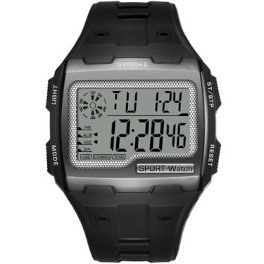 Imagem de MASTOP Relógio digital masculino expedição grade choque quartzo pulseira macia relógios retângulo tático relógio esportivo militar caça relógio caminhadas com cronômetro alarme LED luz de fundo