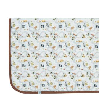 Imagem de Cueiro Bebê Estampado Suedine Pequena Cidade Marrom - Hug