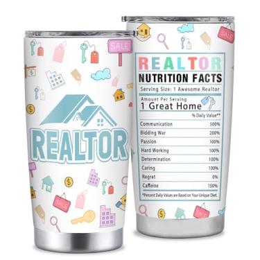Imagem de YILOWEMY Presentes de corretor de imóveis para mulheres, presentes de agente imobiliário, suprimentos de copo de corretor de imóveis de 590 ml, agradecimento, Natal, presentes de encerramento para o
