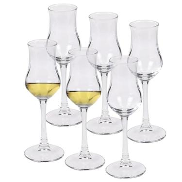 Imagem de SECEN LONDON Conjunto de 6 copos de vidro de cristal, coleção de taças de vidro de cristal, aguardente de fruta/grappa, bebidas para jantar, formato de tulipa italiana, copos de degustação, perfeitos