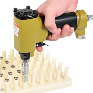 Imagem de Pistola de pregos para estofamento, pistola de pregos pneumática, pistola de pregos decorativa Ø 11,7 mm, pregador de ar elétrico, para decoração de casa sofá móveis arte de couro, bandeja de 54 unhas