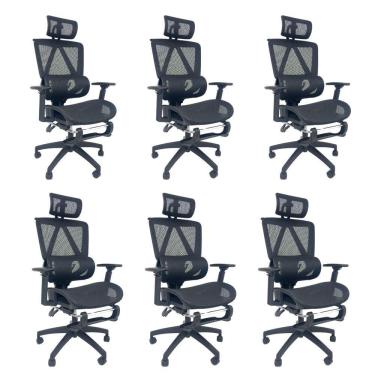 Imagem de Kit 6 Cadeiras de Escritório Presidente Executiva Oficial Titan Preto