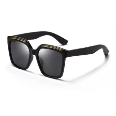 Imagem de VFDHN Óculos de sol masculino polarizado UV400 fashion espelhado esportivo para dirigir (preto)