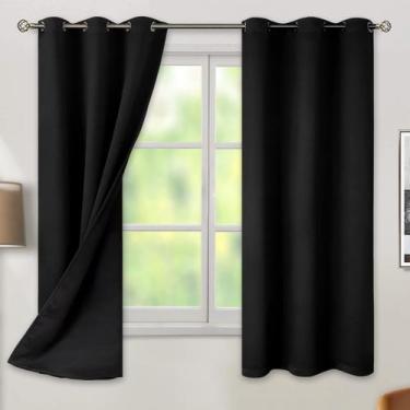 Imagem de Cortinas BGment com isolamento térmico 100% Blackout 107x160cm pretas