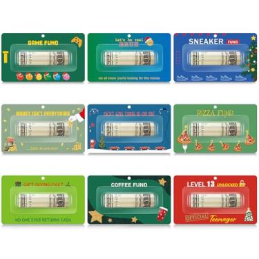 Imagem de Fuyoooo 18 conjuntos de porta-cartões de presente de Natal para presente, cheques, fundos variados, desenhos de dinheiro, cartão de presente com capa de plástico e adesivo para decoração de Natal para