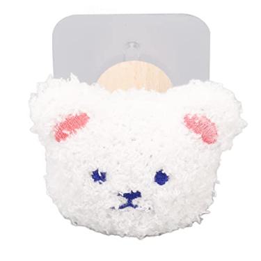 Imagem de Gancho de parede de parede de pelúcia fofa gancho decorativo para pendurar teclas roupas de babador suprimentos de bebê infantil quarto berçário material de pinheiro 6cm (Urso branco)