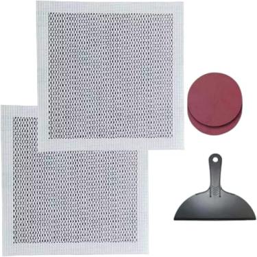 Imagem de YVYAVGE Kit profissional de reparo de drywall de 30 x 30 cm - Patch de malha autoadesivo para grandes furos em paredes e tetos, kit de reparo de furos de parede rápido e fácil (resistente)