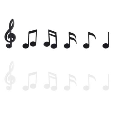Imagem de 12 peças de ímãs de geladeira decorativos de melodia para armário de cozinha, pequenas notas musicais, decoração magnética para quadro branco, armário, sala de aula, escritório (2 cores) (nota musical