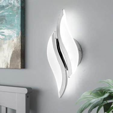 Imagem de CANEOE Arandela de parede LED moderna 6000 K branco frio cromado luminárias de parede de acrílico iluminação para sala de estar quarto cabeceira banheiro corredor escada lâmpada de parede