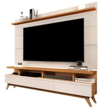Imagem de CONJUNTO DE RACK + PAINEL VIV. COR NATURE / OFF WHITE 1.80m PARA TV AT