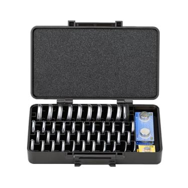 Imagem de KIWIFOTOS Capa de bateria com 42 compartimentos para CR2032 CR2025 LR44 à prova de choque CR2016 CR2320 CR2325 CR2330 CR2335 CR2354 CR2412 CR2430 CR2450 Suporte de bateria de botão, bateria não