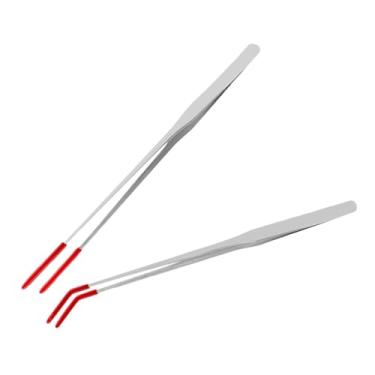 Imagem de Angoily 2 Pinças de Aço Inoxidável para Alimentação de Répteis: Pinças Retas E Curvas para Alimentar Lagartos, E Plantas de Aquário