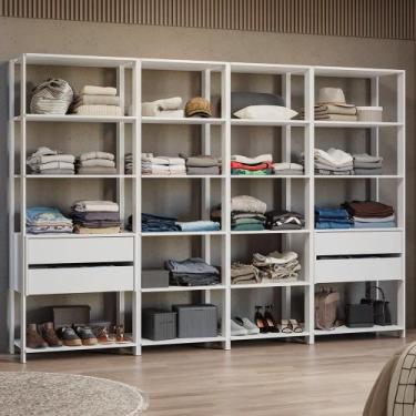 Imagem de Guarda-roupa Closet Modulado 4 Gavetas 258 Cm Valencia Madesa 06 Branc