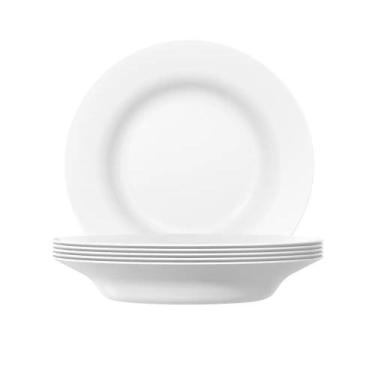 Imagem de Kit c/6 Pratos Opaline Menu Fundo 23cm Vidro Branco Nadir - Nadir Figu
