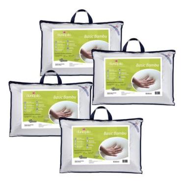 Imagem de Kit com 4 Travesseiros Basic Bambu - Capa com Zíper - Dunlopillo