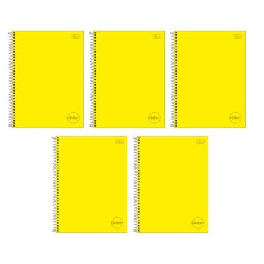 Imagem de Kit com 5 Cadernos Universitário Espiral Tilibra com 96 Folhas Pautadas Zoom Amarelo Escolar Aula