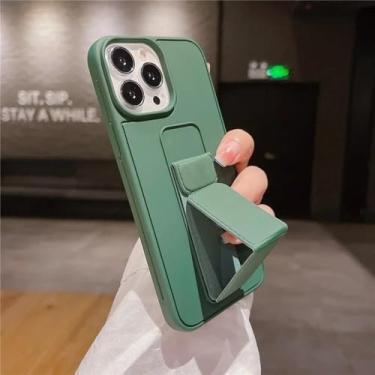 Imagem de Capa com suporte para pulseira, sem moldura, de metal, cor sólida, traseira de plástico rígido, verde escuro, para iPhone 6s, para iPhone 16, 15, 14, 13, 12, 11 Pro, XS Max, X, XR SE 2020, 6, 7, 8 Pl