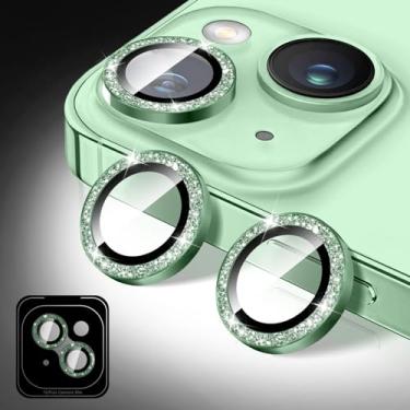 Imagem de Kucheed Protetor de lente de câmera Bling compatível com iPhone 17 Pro/17 Pro Max, adesivos de filme de cobertura de câmera de vidro temperado 9H com glitter, anéis de metal individuais de alinhamento