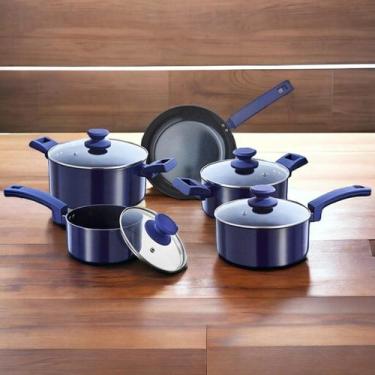 Imagem de Conjunto De Panelas Diamond Azul Com 5 Pçs Antiaderente - Haüskraft