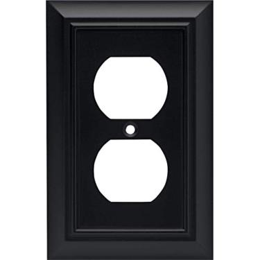 Imagem de Franklin Brass 64218 Placa de parede de saída dupla simples arquitetônica/Placa de interruptor/capa, preto plano, a embalagem pode variar