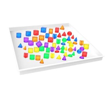 Imagem de Esquirla 60 peças Sólidos geométricos translúcidos 3D para o início da geometria Ajuda de ensino Blocos de construção de formas geométricas Blocos