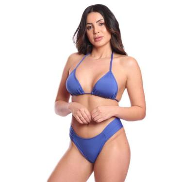 Imagem de Biquíni Feminino Cortininha Com Calcinha Tanga Vih Triny, Azul royal, 