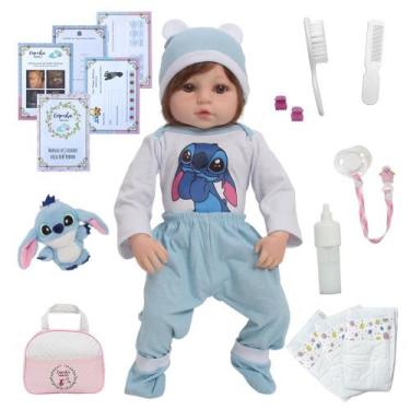 Imagem de Boneca Menina Roupa Stitch com Pelúcia Kit + Acessórios - Cegonha Rebo