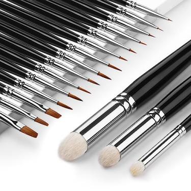Imagem de Pincéis de pintura em miniatura Conjunto de 18 peças para efeito, pintura de modelo de ponta fina - Pincéis profissionais de pintura com detalhe de pincel seco para mesa e jogos de guerra, acrílico em miniatura, aquarela, pintura a óleo